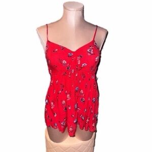 ⭐️10 / $10 ⭐️ No Boundaries L cut out front tie Red Floral Top
